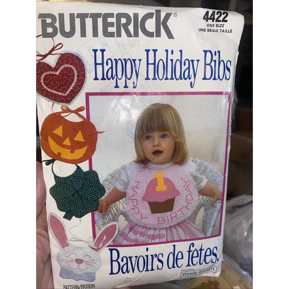 Butterick 4422 Sewing Pattern Happy Holiday Bibs Cut Complete Wendy Everett 1989